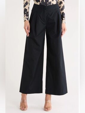 Ulla Johnson Lani 100% Cotton Wide Leg Pant Black NWT Size 4